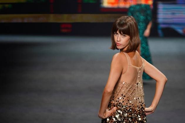 A model wears at collection runway a creation from Fely Campol during Pasarela Cibeles Mercedes Benz Fashion Week Madrid 2023 in Madrid, on Saturday, 16 September 2023 Cordon Press
