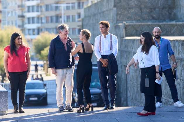 September 30, 2023, Madrid, Madrid, Spain: Sandrine Bonnaire, Gabriel Byrne, Fionn O Shea, Grainne Good, James Marsh attended Dance First Photocall during 71st San Sebastian International Film Festival at Kursaal Palace on September 30, 2023 in Donostia San Sebastian, Spain Madrid Spain - ZUMAg15_ 20230930_zaf_g15_002 Copyright: xJackxAbuinx