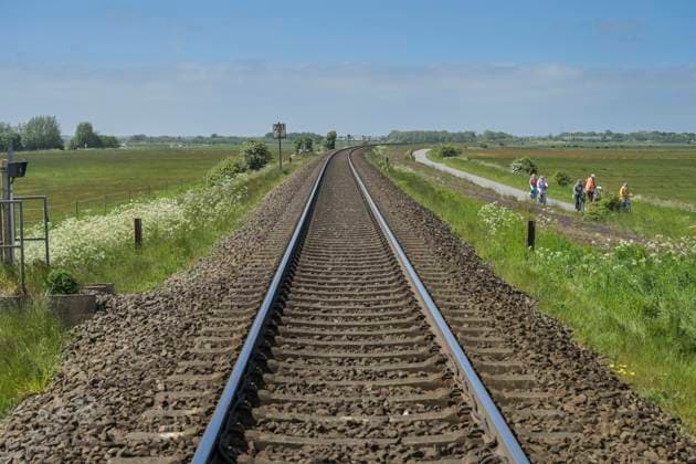 Gleise, Hindenburgdamm, Sylt, Schleswig-Holstein, Deutschland