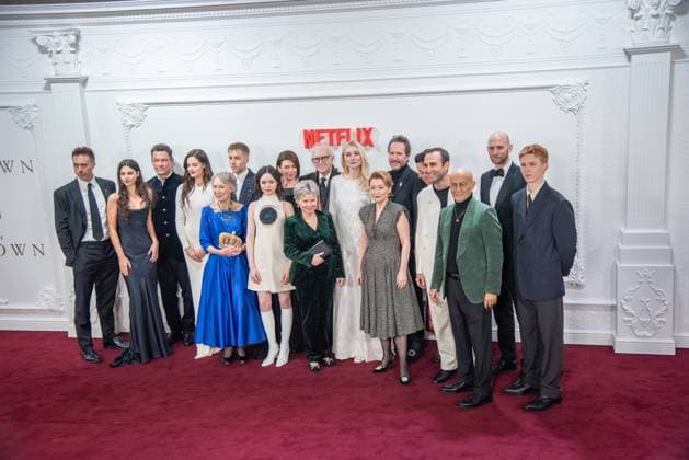 December 5, 2023, London, United Kingdom: James Murray, Beau Gadsdon, Dominic West, Meg Bellamy, Ed McVey, Marcia Warren, Claudia Harrison, Madeleine Arthur, Jonathan Pryce, Imelda Staunton, Elizabeth Debicki, Lesley Manville, Bertie Carvel, Olivia Williams, Khalid Abdalla, Salim Daw, Sebastian Blunt and Luther Ford attend The Crown Finale Celebration at The Royal Festival Hall. The Crown Finale Celebration at The Royal Festival Hall. London United Kingdom - ZUMAs197 20231205_aaa_s197_142 Copyright: xLoredanaxSangiulianox
