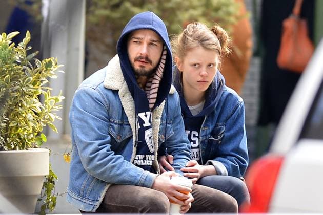 MATCHING! Shia LaBeouf seen with his girfriend and Nymphomanic co-star Mia Goth in NYC wearing identical outfits 92321, NEW YORK, NEW YORK - Sunday March 10, 2013. MATCHING! Shia LaBeouf seen with his girfriend and Nymphomanic co-star Mia Goth in NYC wearing identical outfits. , Credit:PacificCoastNews.com Avalon United States, New York  Copyright: xPacificCoastNews.comx xAvalonx 0527985326