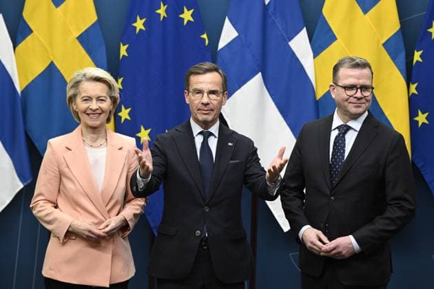 STOCKHOLM, SWEDEN 20240119 Prime Minister Ulf Kristersson receives Finnish Prime Minister Petteri Orpo and EU Commission President Ursula von der Leyen at Rosenbad STOCKHOLM, SWEDEN xx  Copyright: xAndersxWiklund TTx KRISTERSSON, ORPO, VAN DER LAYEN I ROSENBAD VrWSyv-SK4k