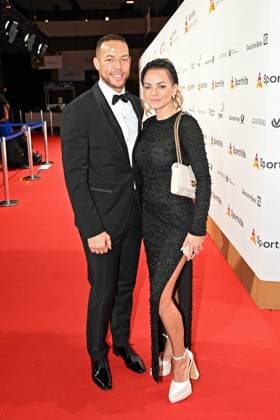 53. Ball des Sports . Andrej Mangold und Annika Jung anläßlich des 53. Ball des Sports am 17.02.2024 in der Festhalle Frankfurt Main. 20240217MWI122479