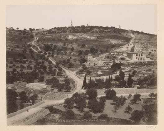 RECORD DATE NOT STATED View of the Mount of Olives in Jerusalem, Maison Bonfils, c. 1867 - c. 1895 photograph Part of Reisalbum with photos of Jerusalem and other biblical places. Jerusalem cardboard. paper. photographic support albumen print mountains (+ landscape with figures, staffage) Jerusalem. Mount of Olives Copyright: xpiemagsx rknbpie11012024-22450 !ACHTUNG AUFNAHMEDATUM GESCHÄTZT!