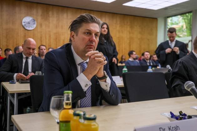 Oberverwaltungsgericht Nordrhein-Westfalen - Verfahren der Alternative für Deutschland (AfD) gegen die Bundesrepublik Deutschland, vertreten durch das Bundesamt für Verfassungsschutz. Dr. Maximilian Krah (AfD) Mitglied des Europäischen Parlaments. Spitzenkandidat der AfD zur Europawahl 2024. Münster, Nordrhein-Westfalen, DEU, Deutschland, 11.04.2024