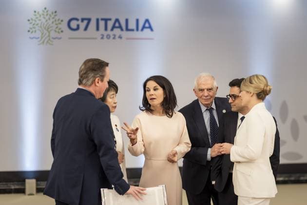 Bilder des Jahres 2024, News 04 April News Themen der Woche KW16 News Bilder des Tages Annalena Baerbock (Buendnis 90 Die Gruenen), Bundesaussenministerin, aufgenommen im Rahmen der Ersten Arbeitssitzung des Treffen der G7-Aussenministerinnen und Aussenminister in Capri, 18.04.2024. Fotografiert im Auftrag des Auswaertigen Amtes. Capri Italien Copyright: xKiraxHofmannxAAxphotothek.dex