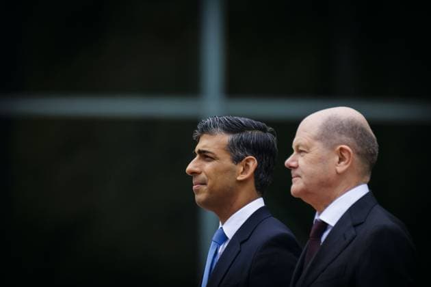 Bilder des Jahres 2024, News 04 April News Themen der Woche KW17 News Bilder des Tages Olaf Scholz (SPD), Bundeskanzler, empfaengt Rishi Sunak, Premierminister des Vereinigten Koenigreichs Groâˆöübritannien und Nordirland, im Kanzleramt. Berlin, 24.04.2024. Berlin Deutschland Copyright: xThomasxTrutschelxphotothek.dex