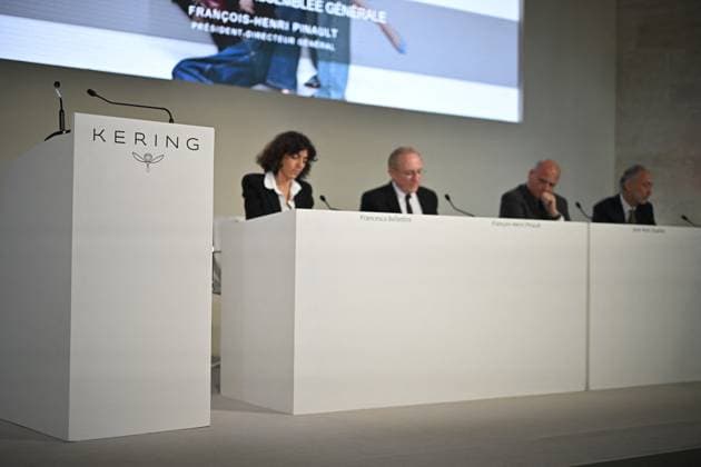 Kering Annual General Meeting - Paris French businessman Francois-Henri Pinault speaks on April 25, 2024 during the Kering annual general meeting in Paris. Photo by Eliot Blondet ABACAPRESS.COM Paris France  Copyright: xBlondetxEliot ABACAx