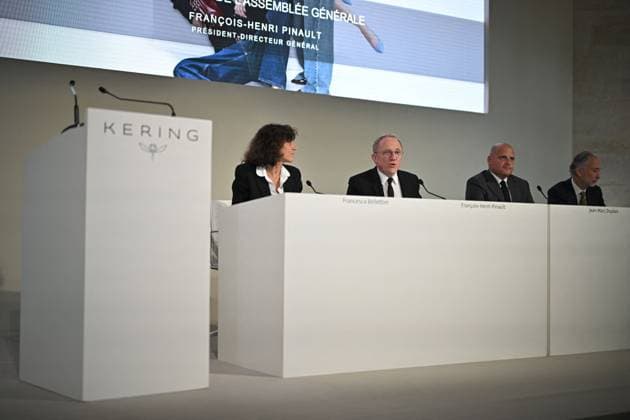 Kering Annual General Meeting - Paris French businessman Francois-Henri Pinault speaks on April 25, 2024 during the Kering annual general meeting in Paris. Photo by Eliot Blondet ABACAPRESS.COM Paris France  Copyright: xBlondetxEliot ABACAx