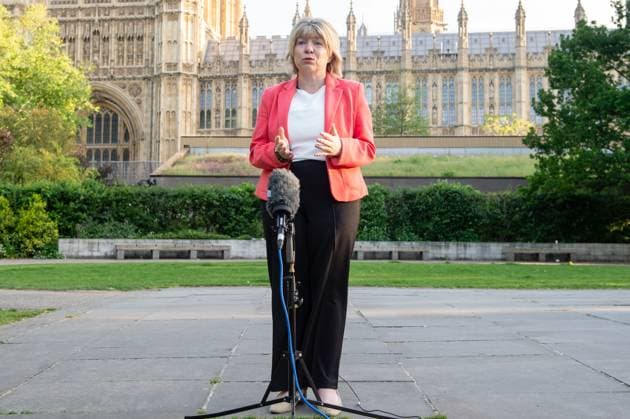 May 13, 2024, London, England, United Kingdom: UK Health Minister MARIA CAULFIELD is being interviewed in Westminster during the morning broadcast round. London United Kingdom - ZUMAk172 20240513_zip_k172_008 Copyright: xThomasxKrychx