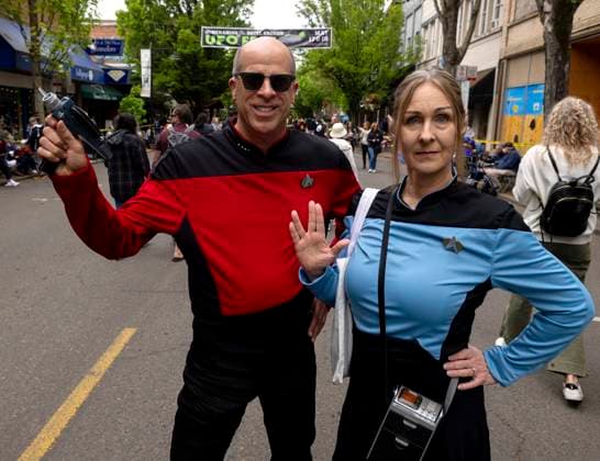 May 18, 2024 - McMinnville, Oregon, USA - The 24th Annual McMenamins UFO Festival commemorates the sighting of a UFO in 1950 by McMinnville farmer Paul Trent, who made several photos of a disc-shaped object hovering over his land. Mcminnville USA - ZUMAce6_ 20240518_zaf_ce6_011 Copyright: xBrianxCahnx