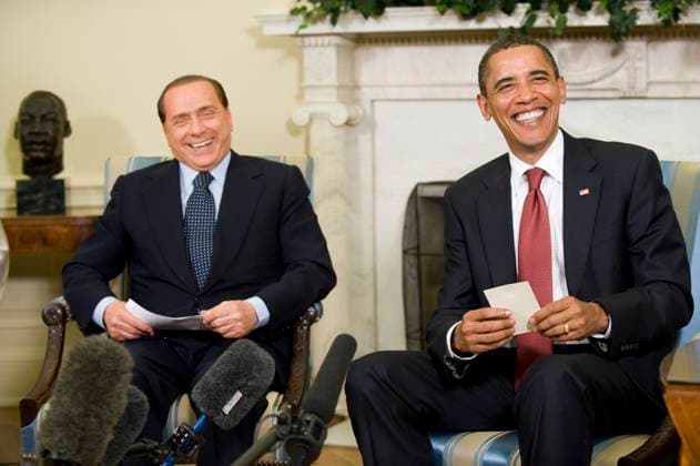 Obama hosts Prime Minister Silvio Berlusconi of Italy at White House Washington, DC - June 15, 2009 -- United States President Barack Obama (R) meets with Prime Minister Silvio Berlusconi of Italy in the Oval Office of the White House on Monday, 15 June 2009. The two leaders met in advance of the G8 summit which will be held in Italy next month..Credit: Matthew Cavanaugh - Pool via CNP Washington District of Columbia United States of America EDITORIAL USE ONLY Copyright: xx mtc02italypool MatthewxCavanaughx cnpphotos277673