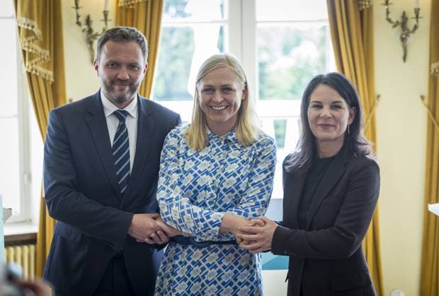 Bilder des Jahres 2024, News 06 Juni News Themen der Woche KW24 News Bilder des Tages Pressekonferenz mit Annalena Baerbock (Buendnis 90 Die Gruenen), Bundesaussenministerin, der finnischen Aussenministerin Elina Valtonen und dem Aussenminister von Estland, Margus Tsahkna, im Rahmen des Aussenministertreffens der Mitgliedstaaten des Ostseerates. Fotografiert im Auftrag des Auswaertigen Amtes Porvoo Finnland Copyright: xThomasxKoehlerxAAxphotothek.dex