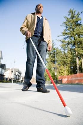 Blind man using a walking stick ,model released, Symbolfoto; Blinde Mann anhand einer Spazierengehen kleben ,model released, Symbolfoto ING_39829_12722 RECORD DATE NOT STATED