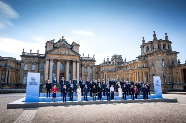 Bilder des Jahres 2024, News 07 Juli News Themen der Woche KW 29 News Bilder des Tages London, Gipfel der Europäischen Politischen Gemeinschaft EPC Woodstock, Großbritannien, 18.07.2024: Blenheim Palace: Treffen der Europäischen Politischen Gemeinschaft: Familienfoto