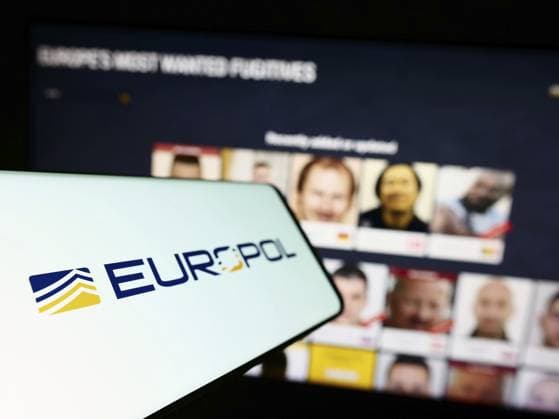 Stuttgart, Germany, 04-02-2023: Cellphone with logo of EU law enforcement agency Europol on screen in front of website. Focus on left of phone display, Europe Copyright: imageBROKER TimonxSchneider ibliqx10709313.jpg