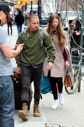 Shia LaBeouf and his girlfriend Mia Goth leave a downtown hotel in New York City - 25 Novemebr 2014 FAM53093 Copyright: x FAMOUSx aamy5331