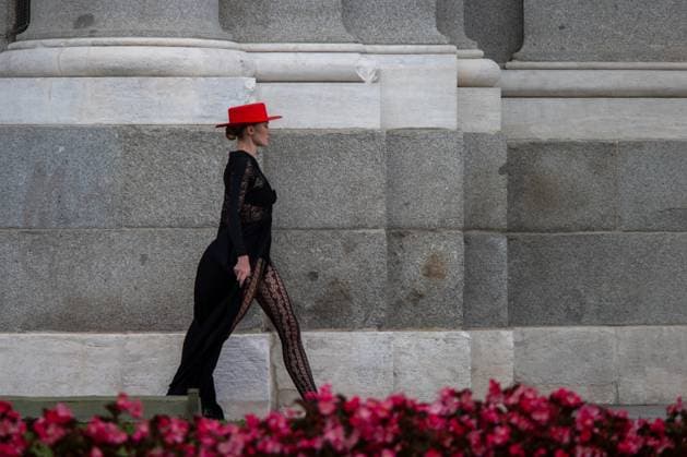September 7, 2024, Madrid, Spain: A model parades under the Puerta de Alcala during the inauguration of Madrid es Moda. Madrid es Moda opened Madrid Fashion Week with a fashion show at the Puerta de Alcala. The show was organised by Madrid City Council and 50 models showed off the designs of 28 designers. Madrid Spain - ZUMAs197 20240907_aaa_s197_221 Copyright: xDavidxCanalesx