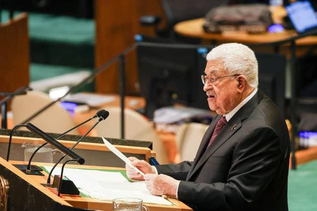September 26, 2024, New York, New York, USA: MAHMOUD ABBAS, President of the State of Palestine speaks during the third day of the General Debate of the 79th UN General Assembly. New York USA - ZUMAo116 20240926_znp_o116_037 Copyright: xBiancaxOterox