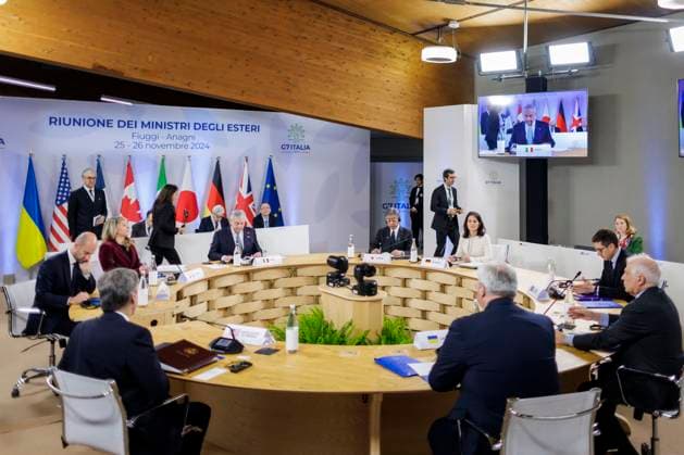 News Themen der Woche KW48 Bilder des Jahres 2024, News 11 November Dritte Arbeitssitzung, gemeinsam mit dem Minister fuer Auswaertige Angelegenheiten der Ukraine, im Rahmen des Treffen der G7-Aussenministerinnen und Aussenminister in Fiuggi, 26.11.2024. Fotografiert im Auftrag des Auswaertigen Amtes. Fiuggi Italien Copyright: xKiraxHofmann AAx