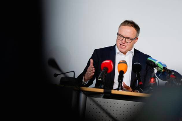 LANDESPRESSEKONFERENZ THÜRINGEN 04 12 2024 - Erfurt: Der Vorsitzende der Thüringer CDU-Landtagsfraktion, Mario Voigt (CDU), in der Landespressekonferenz im Thüringer Landtag am 4. Dezember 2024. _________________