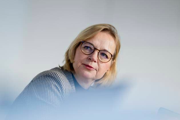 LANDESPRESSEKONFERENZ THÜRINGEN 04 12 2024 - Erfurt: Die Vorsitzende der BSW-Fraktion im Thüringer Landtag, Katja Wolf (BSW), in der Landespressekonferenz im Thüringer Landtag am 4. Dezember 2024. _________________