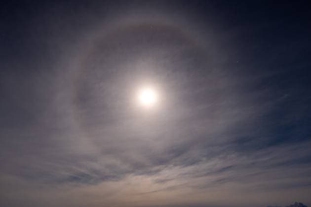 Halo is the optical phenomena. Halo in Antarctica. Vernadsky Research Base, Antarctica R_HYVK241216-1601300-01