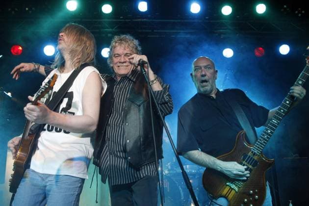 Nazareth, Saenger Dan McCafferty, Konzert im Berliner Postbahnhof, 40 Anniversary Tour 2008, Jimmy Murrison, Gitarre, Pete Agnew, Bass, Deutschland, Germany