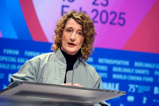 Bilder des Jahres 2025, Entertainment 01 Januar Entertainment Themen der Woche KW04 Entertainment Bilder des Tages Tricia Tuttle bei der Programm-Pressekonferenz der Berlinale 2025 75. Internationale Filmfestspiele Berlin im Haus der Kulturen der Welt. Berlin, 21.01.2025
