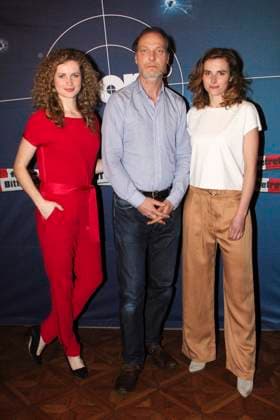 Cornelia Groeschel deutsche Schauspielerin Martin Brambach deutscher Schauspieler Karin Hanczewski deutsche Schauspielerin beim ARD Presse Foto Termin zum neuen MDR Tatort Das Nest im Literaturhauscafe am Dienstag 12.03.2019 in Hamburg HH Deutschland