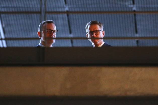 Bilder des Jahres 2025, News 03 März News Themen der Woche KW10 News Bilder des Tages Berlin, Deutschland, 03.03.2025: Deutscher Bundestag: Sondierungen zwischen Union und SPD - 2. Verhandlungstag: Jens Spahn und Carsten Linnemann, beide CDU Copyright: xdtsxNachrichtenagenturx dts_61603