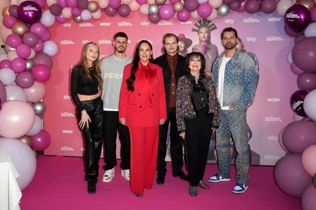 Bilder des Jahres 2025, Entertainment 03 März Entertainment Themen der Woche KW12 Entertainment Bilder des Tages Cheyenne Savannah Ochsenknecht, Nino Sifkovits, Natascha Ochsenknecht, Wilson Gonzalez Ochsenknecht, Bärbel Wierichs und Jimi Blue Ochsenknecht beim Photocall zum Start der 4. Staffel der TV-Serie Diese Ochsenknechts im International Club Berlin. Berlin, 20.03.2025
