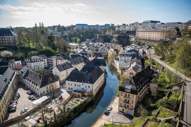 Luxemburg - Blick von der Chemin de la Corniche auf Grund