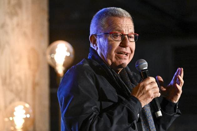 Architect Daniel Libeskind pictured during a press moment from Katoen Natie, Indaver, The Phoebus Foundation SON and Hannibal Books, on the future of the Boerentoren, the open house days and the experience exhibition It s all coming together , Thursday 24 April 2025, in Antwerp.  DIRKxWAEM 121812937