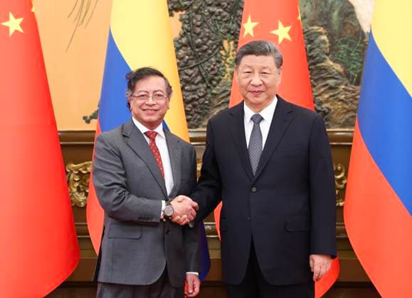 (250514) -- BEIJING, May 14, 2025 -- Chinese President Xi Jinping meets with Colombian President Gustavo Petro, who is here for the fourth ministerial meeting of the China-CELAC (the Community of Latin American and Caribbean States) Forum, at the Great Hall of the People in Beijing, capital of China, May 14, 2025. ) CHINA-BEIJING-XI JINPING-COLOMBIAN PRESIDENT-MEETING (CN) HuangxJingwen