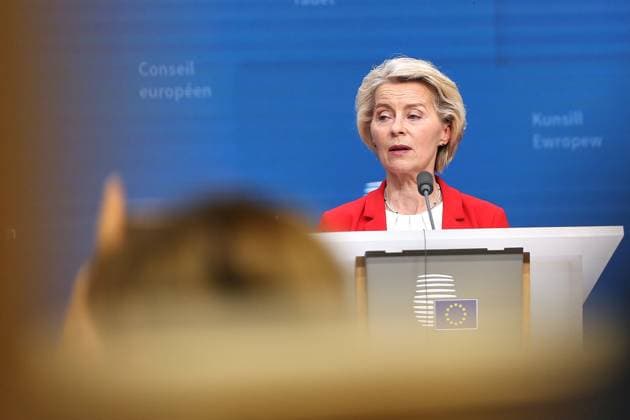 Brüssel, Belgien, 27.06.2025: Europa-Gebäude: Europäischer Rat: EU-Kommissionspräsidentin Ursula von der Leyen auf einer Pressekonferenz zum Abschluss Copyright: xdtsxNachrichtenagenturx dts_72416