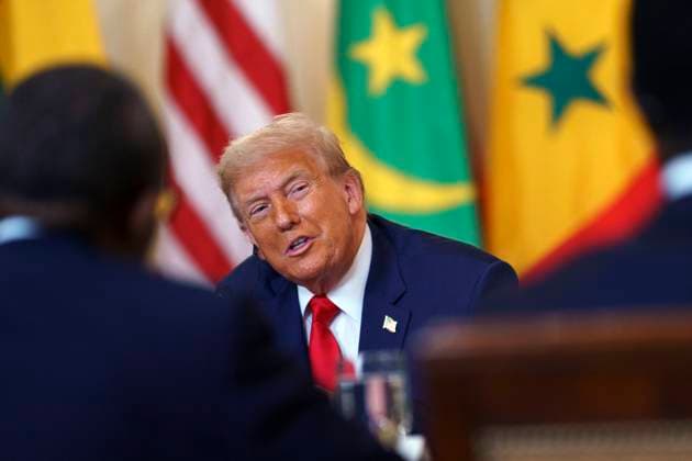 White House Coverage US President Donald Trump during a meeting with African leaders at the White House, Washington, DC, USA, 09 July 2025. President Trump is meeting with the leaders of Gabon, Guinea-Bissau, Liberia, Mauritania and Senegal at the White House to discuss trade. EPA WILL OLIVER POOL WASHINGTON DC United States  Copyright: xPool ABACAx
