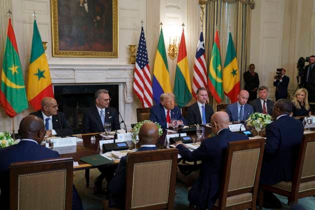 White House Coverage US President Donald Trump (C) during a meeting with African leaders at the White House, Washington, DC, USA, 09 July 2025. President Trump is meeting with the leaders of Gabon, Guinea-Bissau, Liberia, Mauritania and Senegal at the White House to discuss trade. EPA WILL OLIVER POOL WASHINGTON DC United States  Copyright: xPool ABACAx