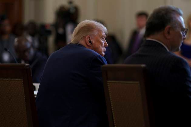 White House Coverage US President Donald Trump during a meeting with African leaders at the White House, Washington, DC, USA, 09 July 2025. President Trump is meeting with the leaders of Gabon, Guinea-Bissau, Liberia, Mauritania and Senegal at the White House to discuss trade. EPA WILL OLIVER POOL WASHINGTON DC United States  Copyright: xPool ABACAx