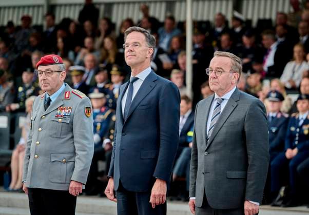 Bilder des Jahres 2025, News 07 Juli News Themen der Woche KW28 70 Jahre Deutschland in der NATO - EUR, Deutschland, Berlin, 09.07.2025: Am 9.Juli 2025 jährt sich der Beitritt Deutschlands zur NATO zum 70.Mal. Im Rahmen des Festaktes werden der Bundeskanzler Friedrich Merz (CDU), Verteidigungsminister Boris Pistorius (SPD), Außenminister Johann Wadephul (CDU) und der NATO- Generalsekretär , Mark Rutte im Verteidigungsministerium Reden halten.