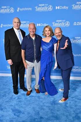 Bilder des Jahres 2025, Entertainment 07 Juli Michael Bailey Smith, Alex Hyde-White, Rebecca Staab und Jay Underwood bei der Weltpremiere des Kinofilms The Fantastic Four: First Steps im Dorothy Chandler Pavilion. Los Angeles, 21.07.2025