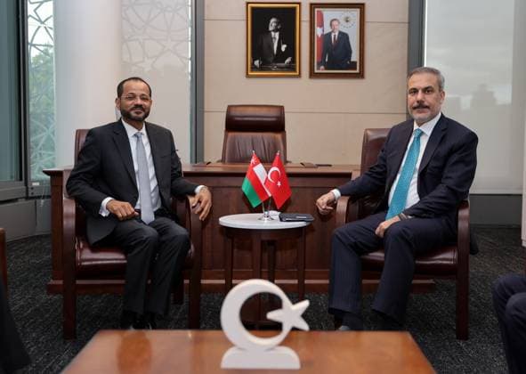 Turkish Foreign Minister Hakan Fidan in New York NEW YORK, USA- SEPTEMBER 24: Turkish Foreign Minister Hakan Fidan (R) and Oman Foreign Minister Sayyid Badr Bin Hamad Bin Hamoud Al Busaidi (L) meet in New York, USA on September 24, 2024. New York United States. Editorial use only. Please get in touch for any other usage.  Copyright: x2025xAnadoluxArdaxKücükkayax