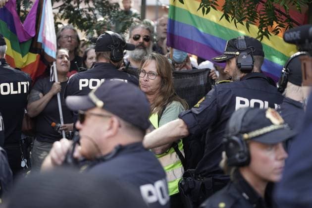 News Bilder des Tages Norwegen, Besuch von AfD Politikerin Lena Kotre in Oslo, Proteste AfD-politiker pa befaring i Oslo Oslo 20250815. Delstatsrepresentant Lena KotrÃ fra tyske Alternative für Deutschland (AfD) far omvisning pa Gronland i Oslo av Norgesdemokratenes partileder Geir Ugland Jacobsen Foto: Thomas Fure NTB Oslo Norge mQIVp_T6SaQ EDITORIAL USE ONLY Ref:_POLmQIVp_T6SaQ.jpg Copyright: xThomasxFurex xNTBx