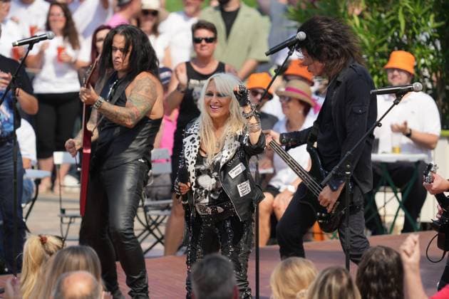 ZDF-Fernsehgarten 2025. Doro Pesch im ZDF Fernsehgarten - Motto Miami Vibes am 17.08.2025 in Mainz. Mainz ZDF Fernsehgarten Rheinland-Pfalz