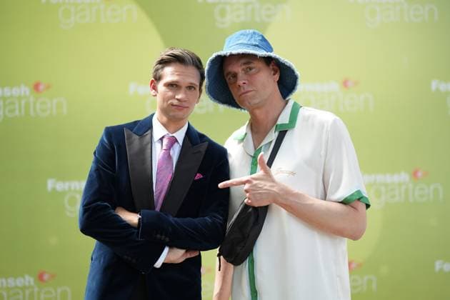 Entertainment Bilder des Tages ZDF-Fernsehgarten 2025. Fabian Köster und Lutz van der Horst im ZDF Fernsehgarten - Motto DISCOFOX am 24.08.2025 in Mainz. Mainz ZDF Fernsehgarten Rheinland-Pfalz