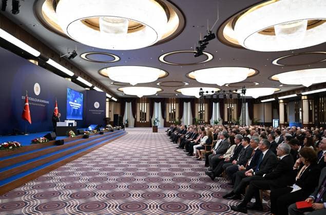 Turkish Foreign Minister Hakan Fidan in Ankara ANKARA, TURKIYE - AUGUST 6: Turkish Foreign Minister Hakan Fidan speaks during the XIV. Plenary session of the Conference of Ambassadors in Ankara, Turkiye on August 6, 2023. Ankara Turkey. Editorial use only. Please get in touch for any other usage.  Copyright: x2025xAnadoluxMuratxGökx