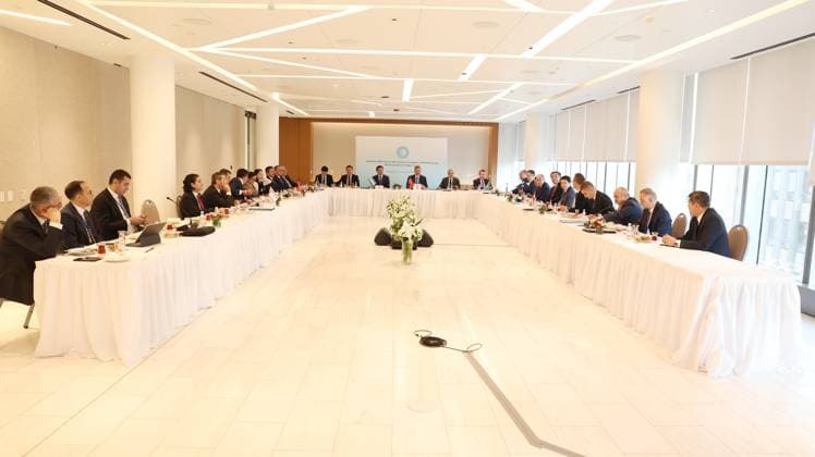 Turkish Foreign Minister Hakan Fidan in New York NEW YORK, UNITED STATES - SEPTEMBER 22: (----EDITORIAL USE ONLY - MANDATORY CREDIT - TURKISH FOREIGN MINISTRY MUSTAFA AYGUN HANDOUT - NO MARKETING NO ADVERTISING CAMPAIGNS - DISTRIBUTED AS A SERVICE TO CLIENTS----) Turkish Foreign Minister Hakan Fidan speaks during Informal Meeting of Foreign Ministers of the Organization of Turkic States at the Turkish House in New York, United States on September 22, 2023. New York United States. Editorial use only. Please get in touch for any other usage.  Copyright: x2025xAnadoluxTURxForeignxMinistry xMustafaxAygunx