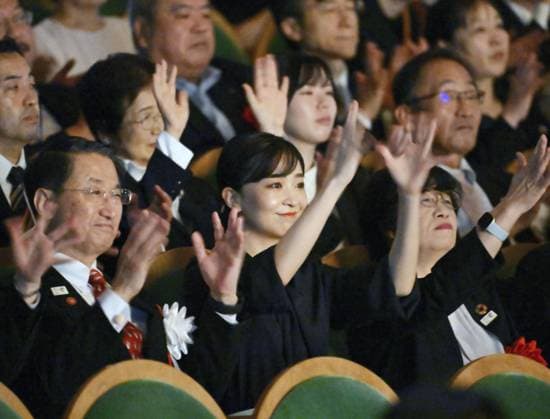 Sign language contest in western Japan Japanese Princess Kako (front, C) attends a national high school sign language contest in Kurayoshi, Tottori Prefecture, western Japan, on Sept. 14, 2025. (Pool photo)  A14AA0004847312P