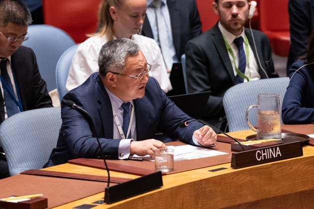 September 19, 2025, Bronx, New York, USA: Ambassador Fu Cong of China speaks during Security Council meeting on Non-proliferation as Council voted on draft resolution to maintain the suspension of sanctions on Iran at UN headquarters in New York, NY on September 19, 2025. The resolution received 4 votes in favor, 9 against and abstentions and was not adopted. Bronx USA - ZUMAr339 20250919_znp_r339_036 Copyright: xLevxRadinx