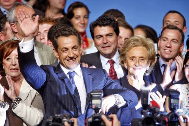 Nicolas Sarkozy In Police Custody Over Campaign Financing File photo - Nicolas Sarkozy with Bernadette Chirac at the tribune after delivering a speech during his last campaign meeting on May 3rd, 2007 in Montpellier, France. Former French President Nicolas Sarkozy was in police custody on Tuesday morning March 20, 2018, an official in the country’s judiciary said. He was to be questioned as part of an investigation into suspected irregularities over his election campaign financing, the same source added. The probe related to alleged Libyan funding for Sarkozy’s 2007 campaign, Le Monde newspaper reported. Photo by ABACAPRESS.COM Montpellier France  Copyright: xABACAx